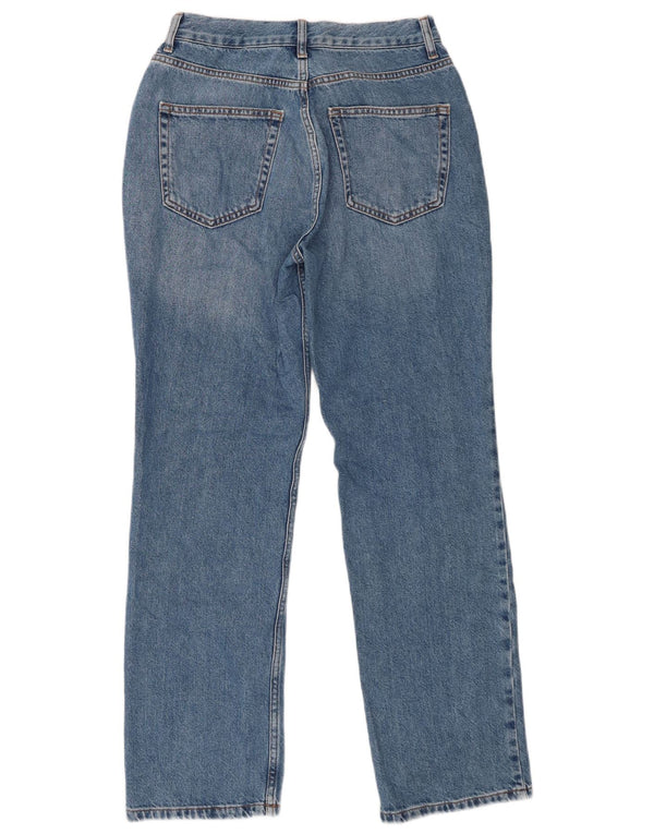 Topshop Damen Kort Straight Jeans UK 10 Small W28 L30 Blaue Baumwolle