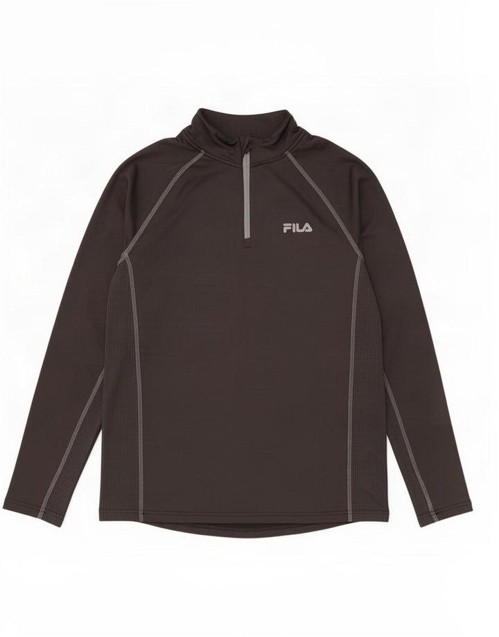Fila Herren-Pullover-Trainingsanzugoberteil mit Reißverschluss, Mittelschwarzes Polyester