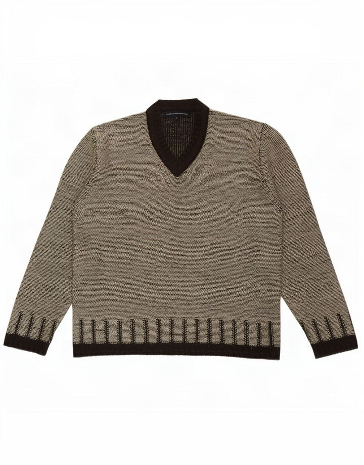 French Connection Herren-Pullover mit V-Ausschnitt, groß, Acryl, Grau