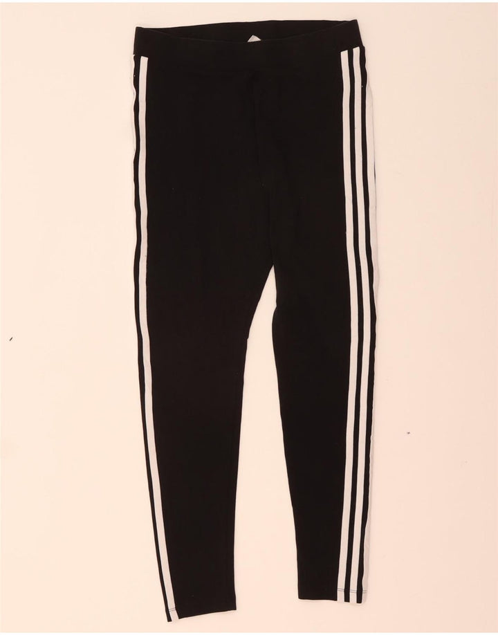 ADIDAS Damen Leggings UK 12/14 Mittelschwarze Baumwolle