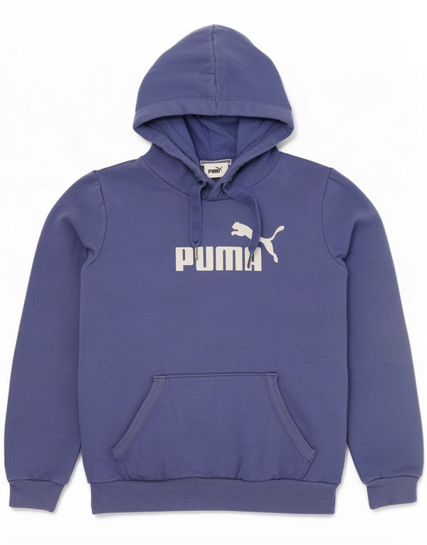Puma Womens Graphic Hoodie Pullover UK 8 Small Blaue Baumwolle