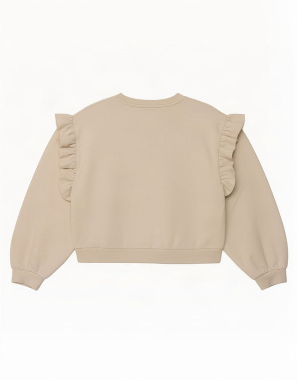 Zara Damen Crop Sweatshirt Pullover UK 16 Large Weiße Baumwolle