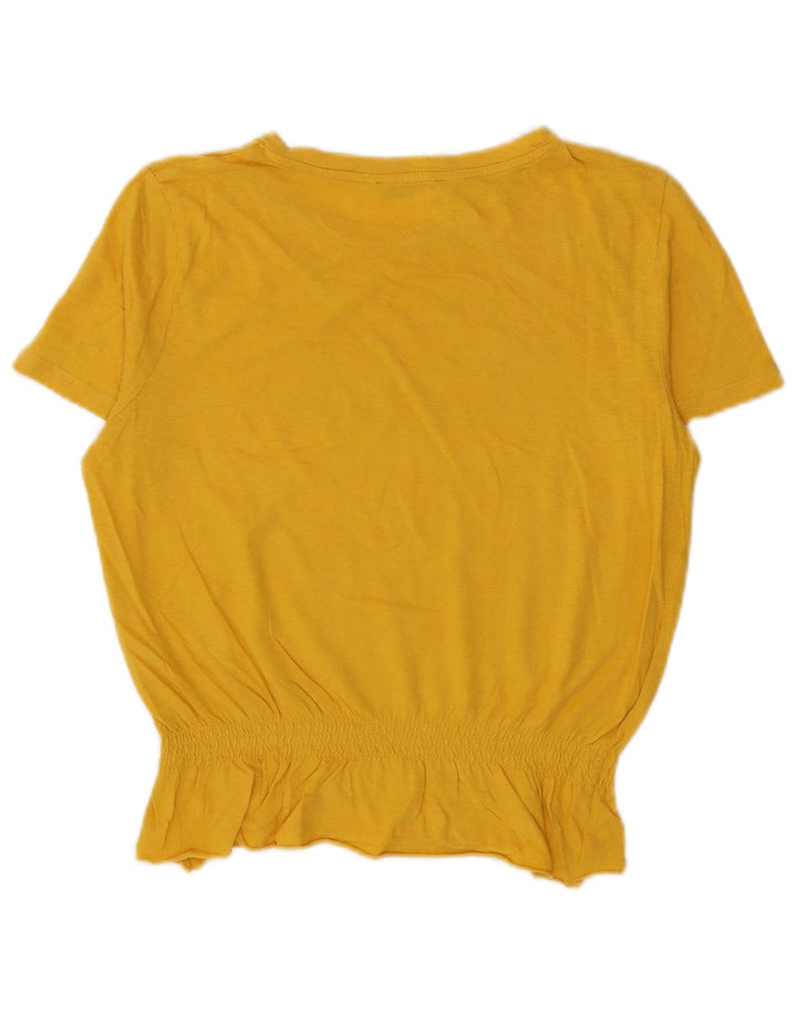 Zara Damen Crop Bluse Top UK 14 Mittelgelb