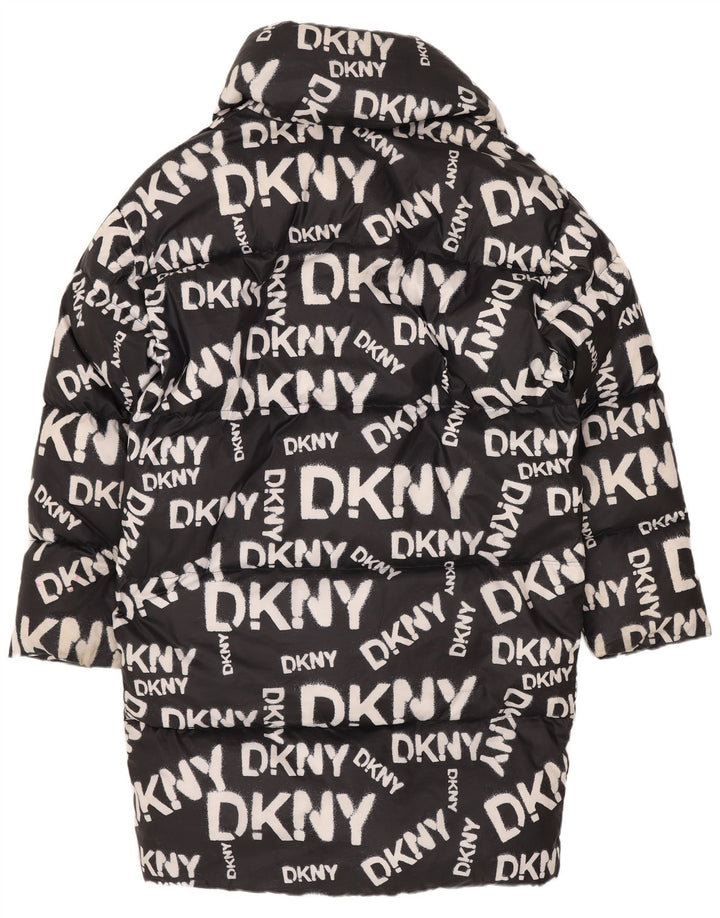 Dkny Womens Graphic Übergroßer gepolsterter Mantel UK 6 XS Schwarzes Nylon