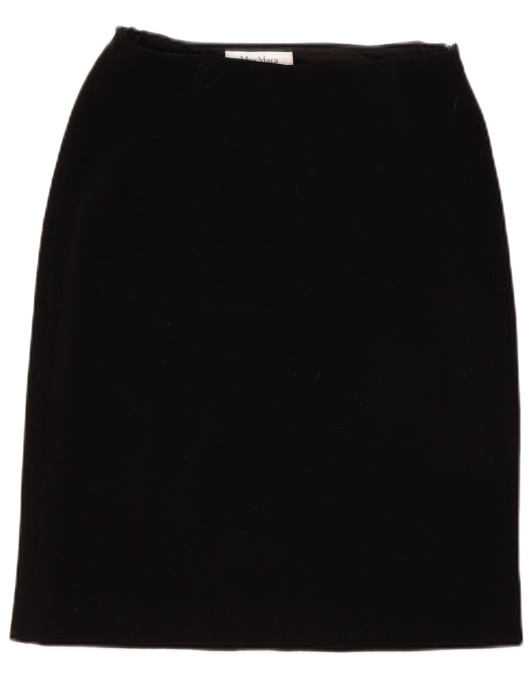 Max Mara Damen gerader Rock UK 12 Medium W28 schwarze Wolle