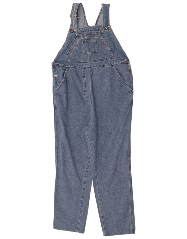Vintage Damen Latzhose Jeans W36 L28 Blau geblümte Baumwolle