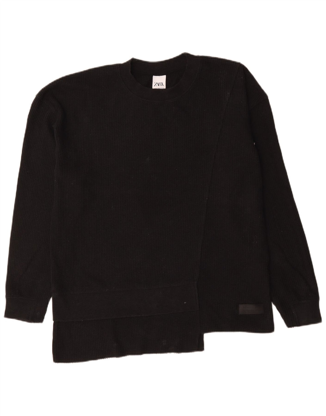 Zara Herren-Pullover mit Rundhalsausschnitt, mittlere schwarze Baumwolle