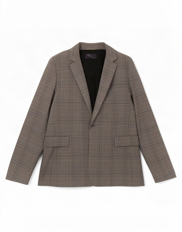 Marks & Spencer Damen-Blazer mit maßgeschneiderter Passform, UK 24 4XL, grau kariert
