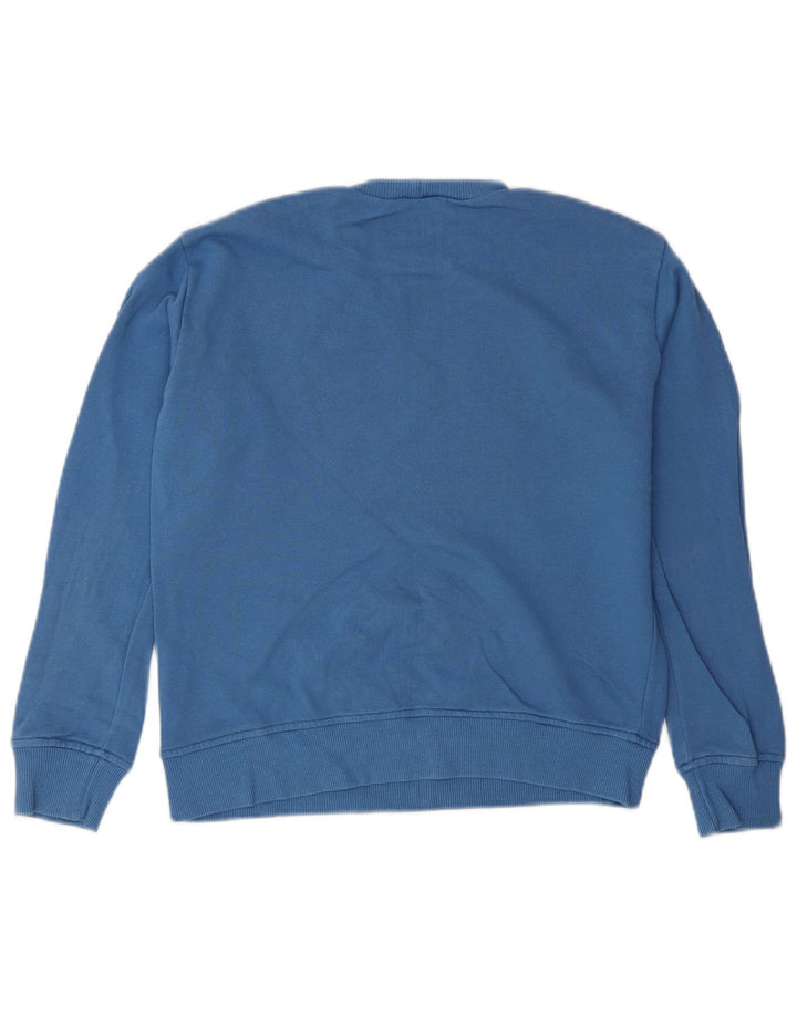 Benetton Jungen-Sweatshirt mit Grafik, 8–9 Jahre, groß, blaue Baumwolle