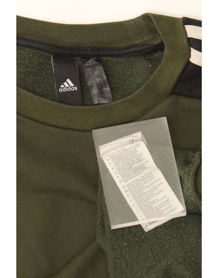 Adidas Herren Sweatshirt Pullover Small Khaki Colourblock Baumwolle