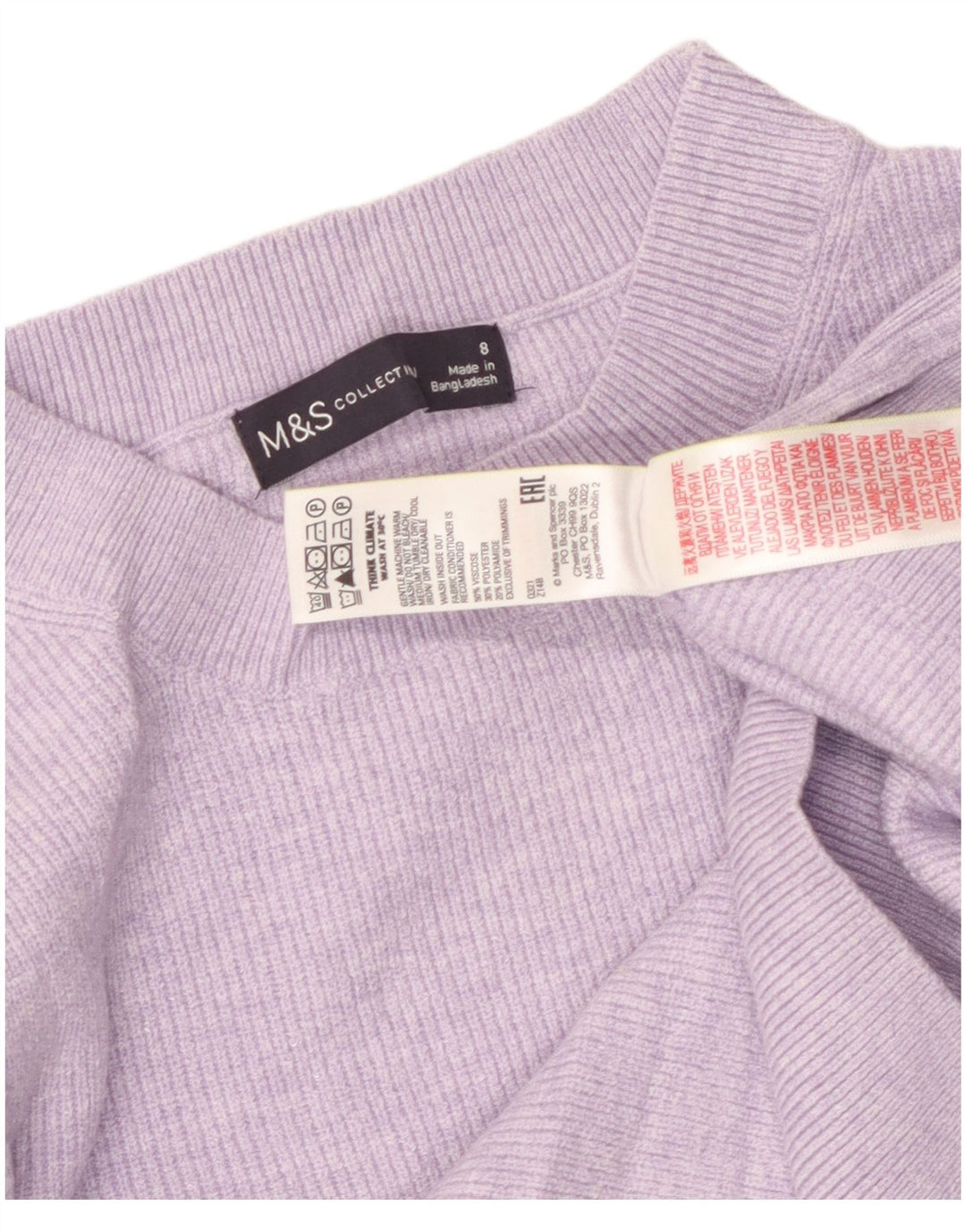 MARKS & SPENCER Damen Crop Pullover mit Rundhalsausschnitt, Gr. 8, Lila