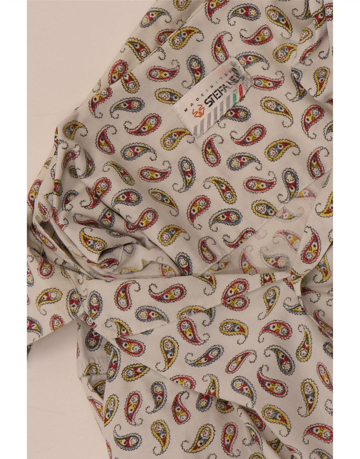 Stefanel Herren-Kurzarmhemd, groß, weiß, Paisleymuster