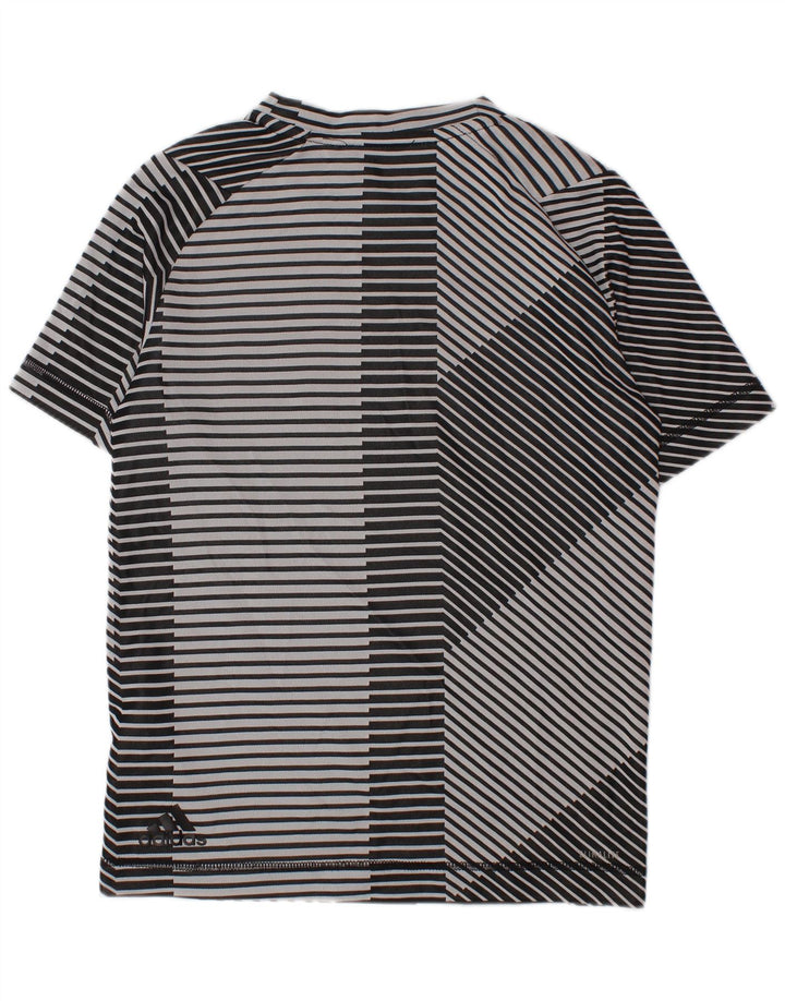 ADIDAS Jungen Climalite Graphic T-Shirt Top 2-3 Jahre XS Grau gestreift