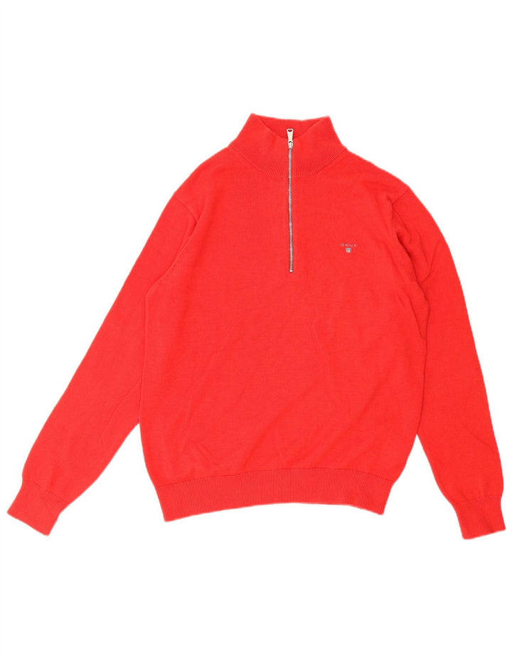 Gant Jungen-Pullover mit Reißverschluss am Hals, 14–15 Jahre, rote Baumwolle