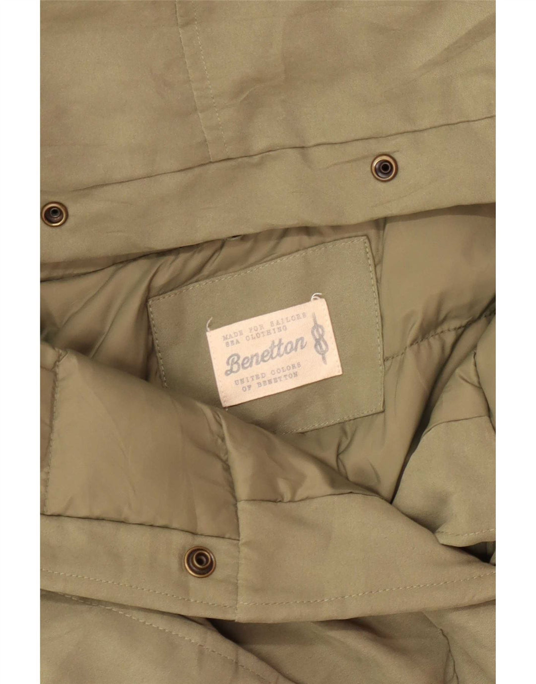 Benetton Damen-Parkajacke mit Kapuze, UK 14, Mittelgrün