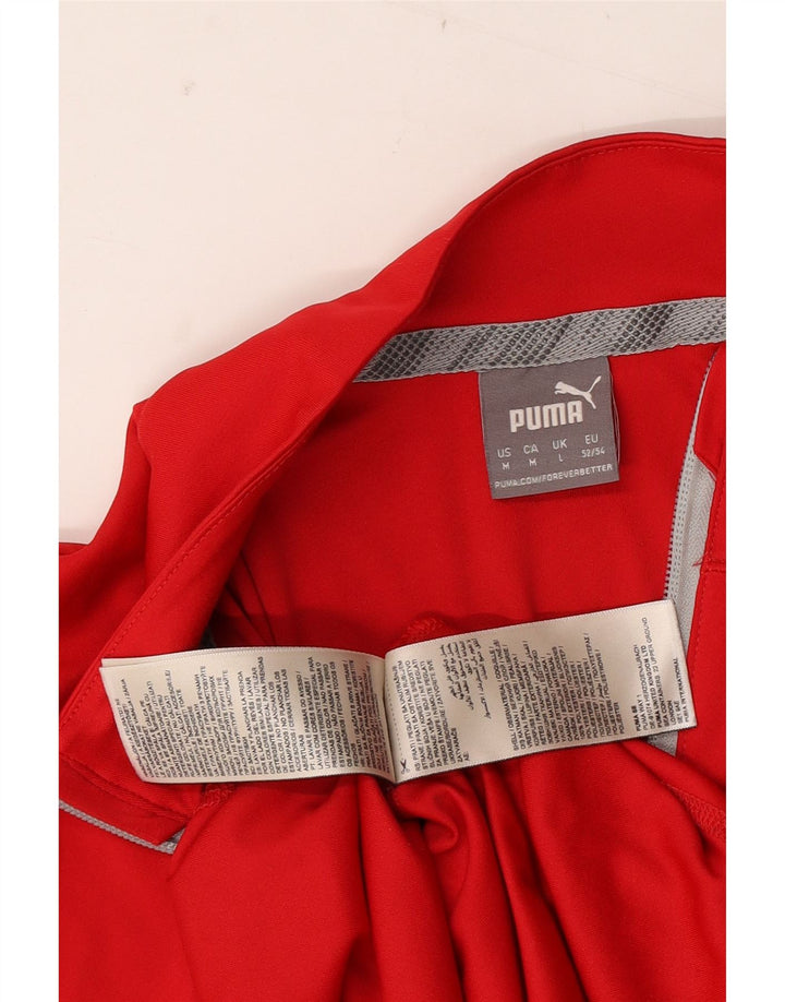 Puma Herren-Trainingsanzug mit Reißverschluss am Hals, mittelrotes Polyester