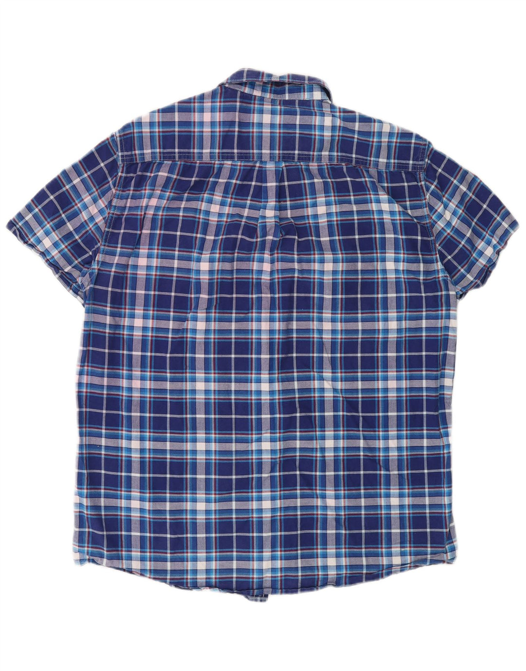 Superdry Herren-Kurzarmhemd, groß, blau kariert, Baumwolle