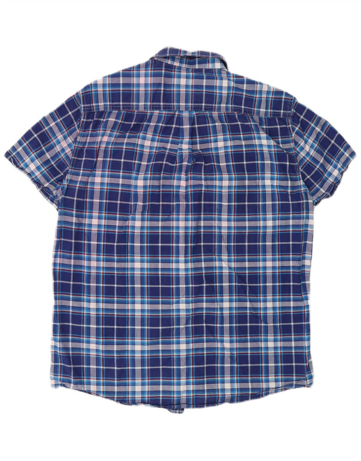 Superdry Herren-Kurzarmhemd, groß, blau kariert, Baumwolle