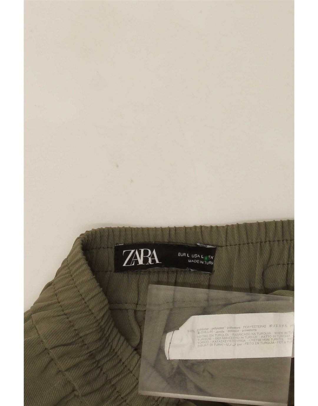 Zara Damen Tapered Cropped-Hose, Größe L, W32, L24, Khaki, Polyester
