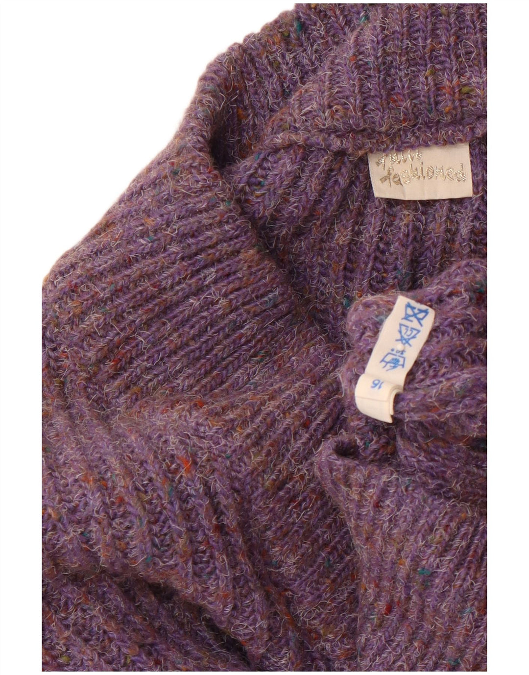 VINTAGE Damen Übergroßer V-Ausschnitt Pullover Pullover UK 16 Large Lila Fleckig