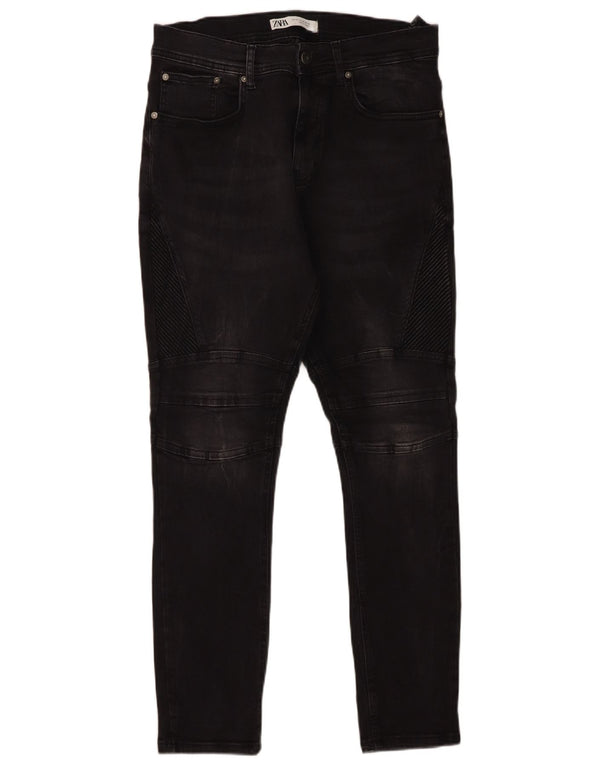 Zara Herren Skinny Jeans EU 42 Large W32 L28 Schwarze Baumwolle