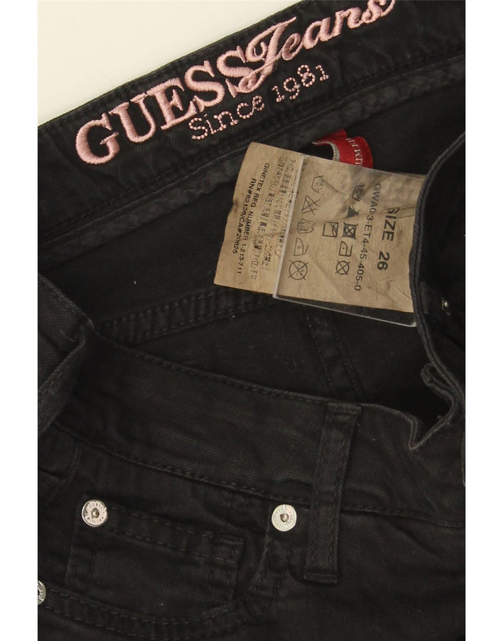 GUESS Damen Slim Jeans W26 L28 Schwarze Baumwolle