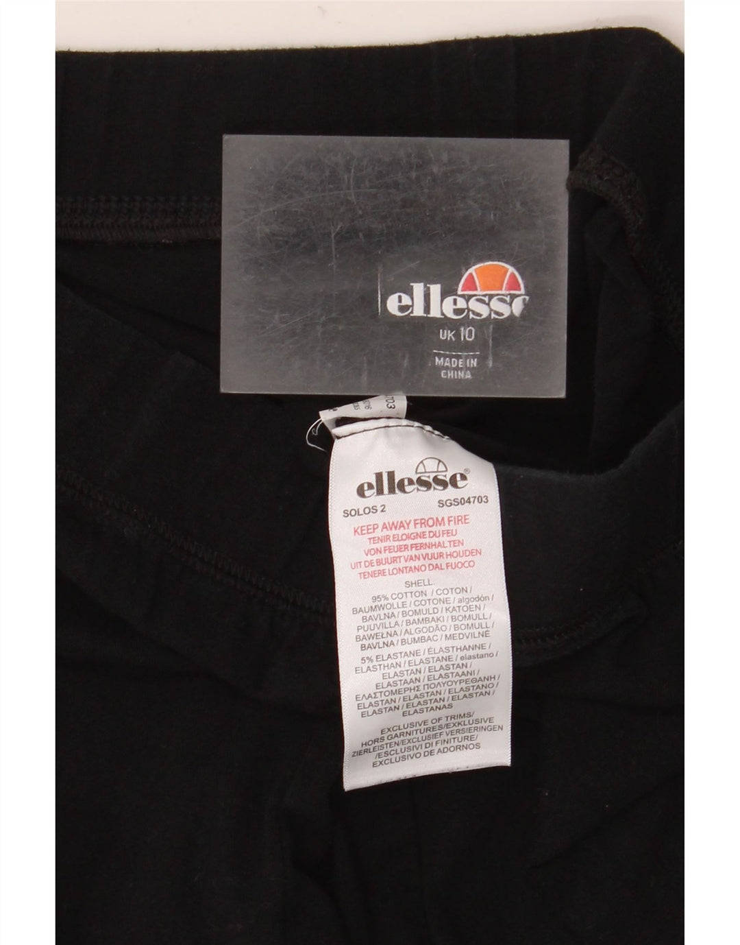 Ellesse Womens Graphic Leggings UK 10 Small Schwarz Baumwolle