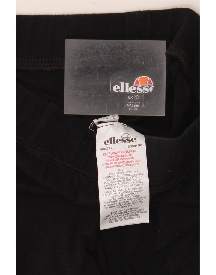 Ellesse Womens Graphic Leggings UK 10 Small Schwarz Baumwolle