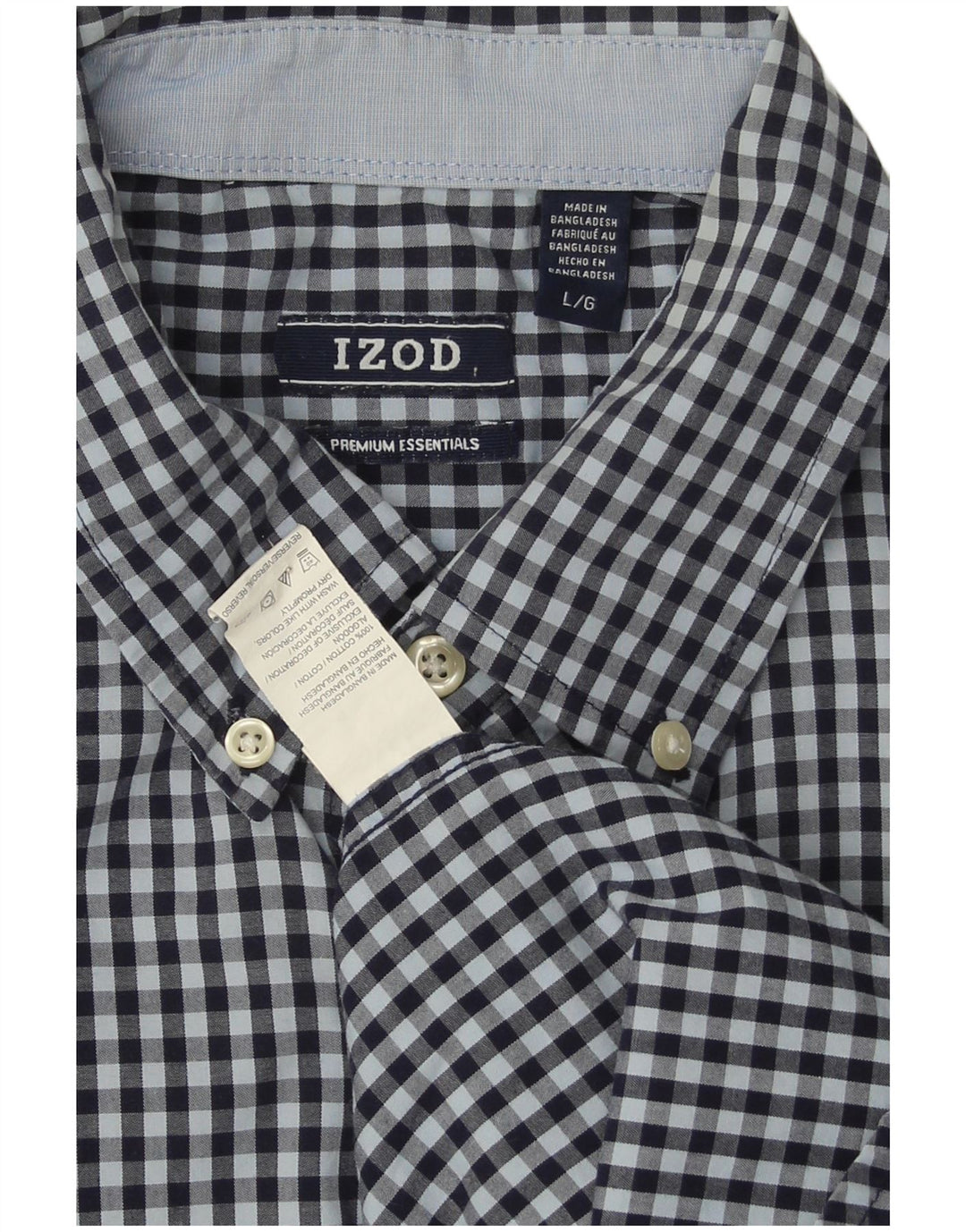 Izod Kariertes Herrenhemd, groß, marineblau, Gingham-Baumwolle