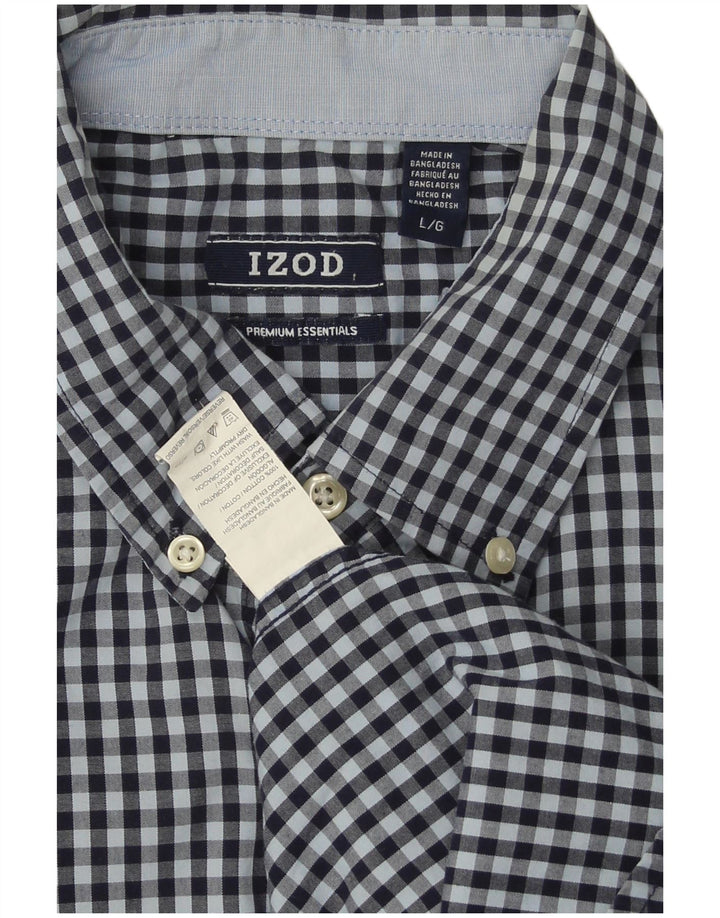 Izod Kariertes Herrenhemd, groß, marineblau, Gingham-Baumwolle