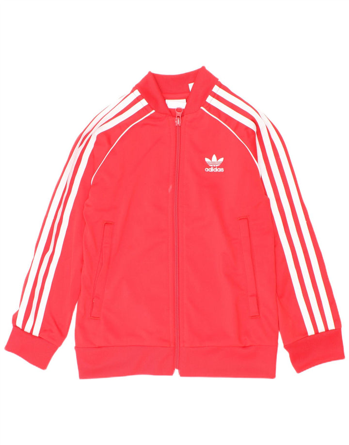 Adidas Jungen-Trainingsanzug-Top-Jacke, 6–7 Jahre, rotes Polyester