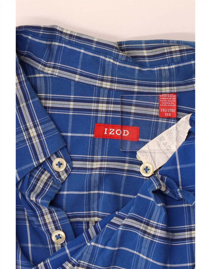 IZOD Mens Big & Tall Shirt 2XL Blue Check Cotton
