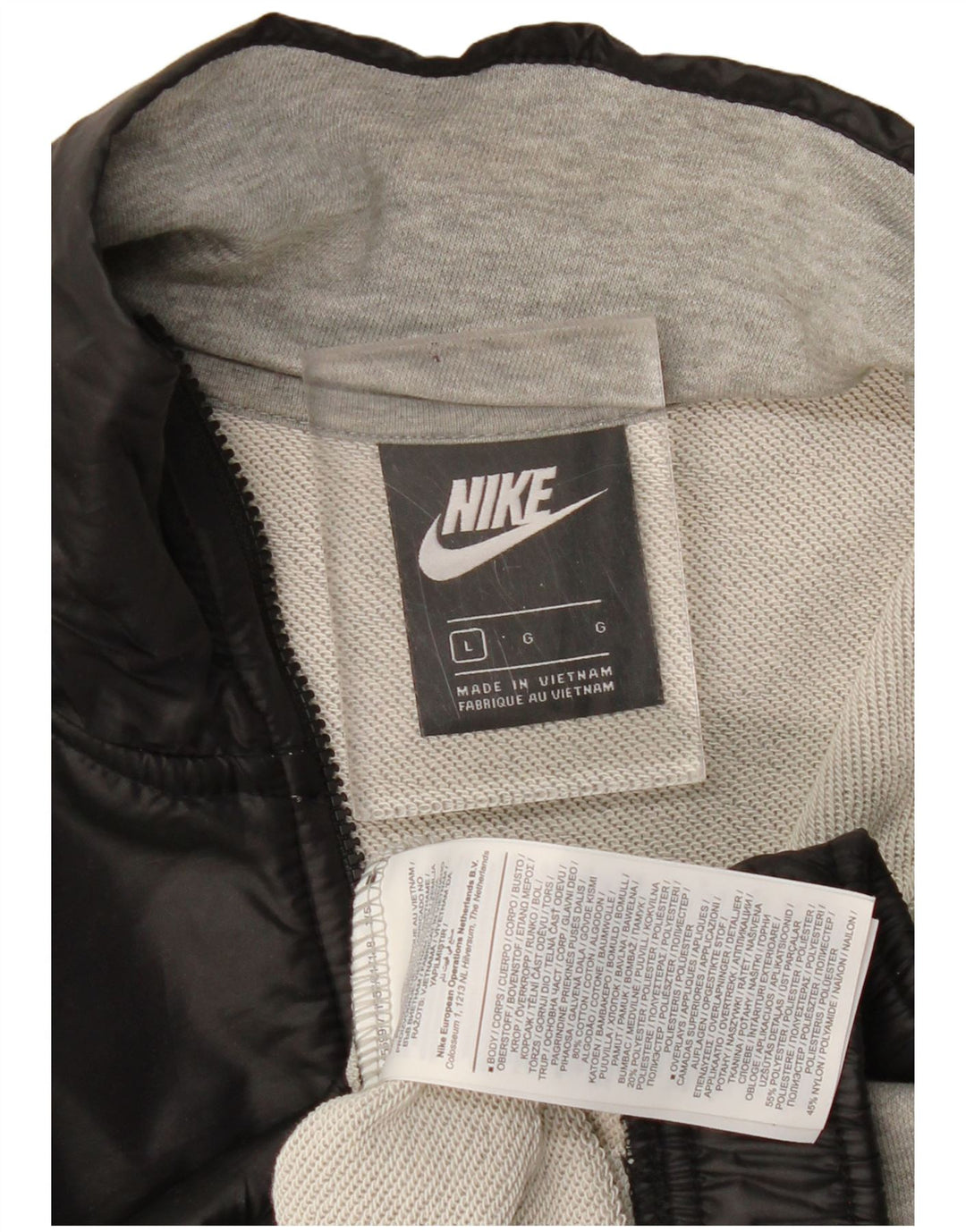 NIKE Womens Oversized Crop Sweatshirt Pullover UK 16 Large Grau Farbblock