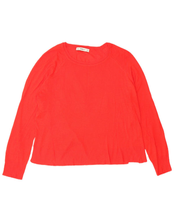Zara Damen-Pullover, übergroß, U-Boot-Ausschnitt, Gr. 10, Größe S, Rot