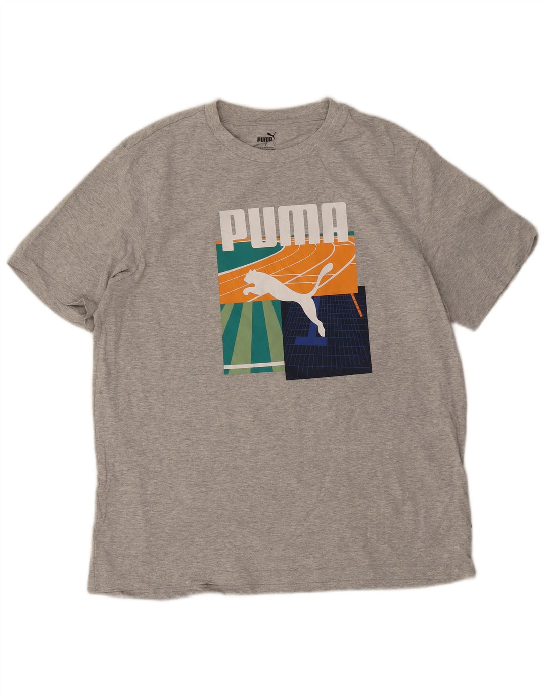 Puma Herren-T-Shirt mit Grafik, groß, aus grauer Baumwolle