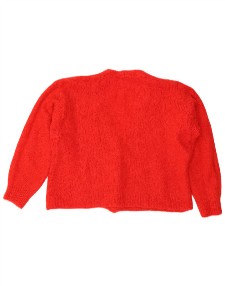 Vintage Damen Crop Cardigan Pullover UK 16 Groß Rot