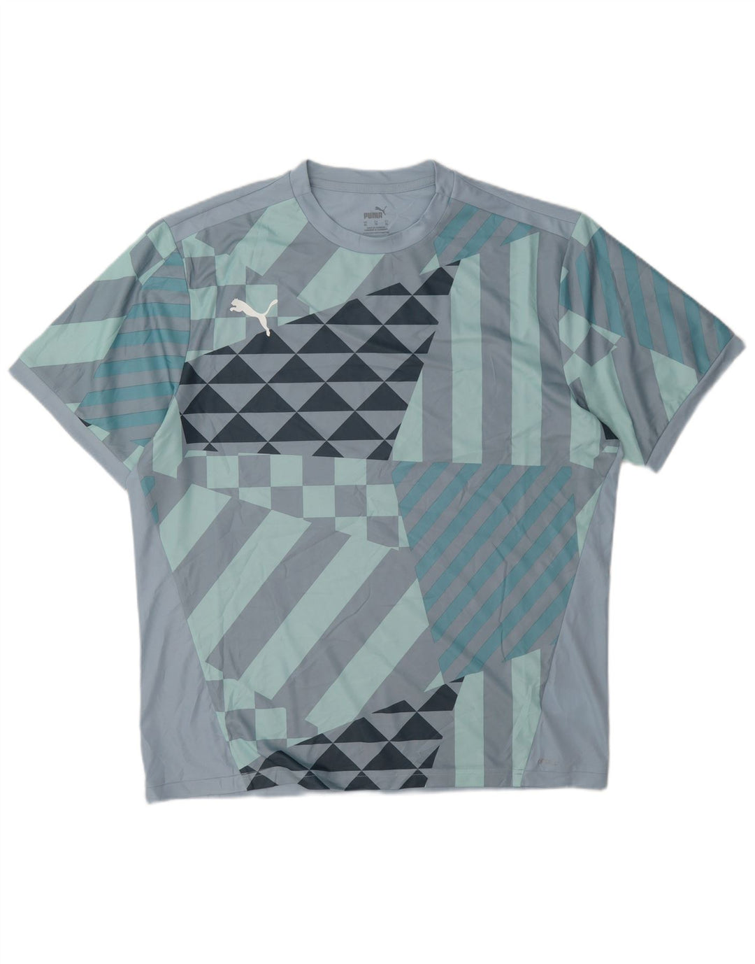 Puma Herren T-Shirt Top XL Blau Geometrisch Polyester