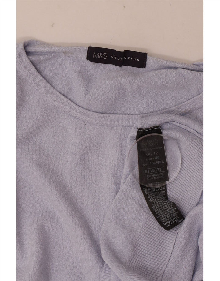 Marks & Spencer Damen-Pullover mit U-Boot-Ausschnitt, UK 12, mittelblaue Viskose