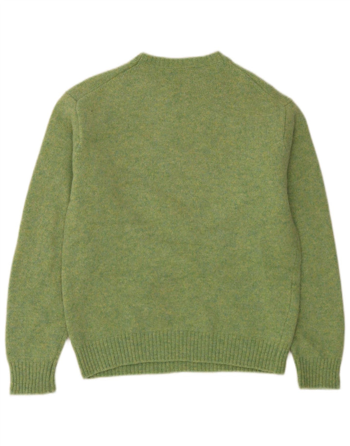Benetton Damen-Pullover mit Rundhalsausschnitt, UK 16, Größe L, grüne Wolle