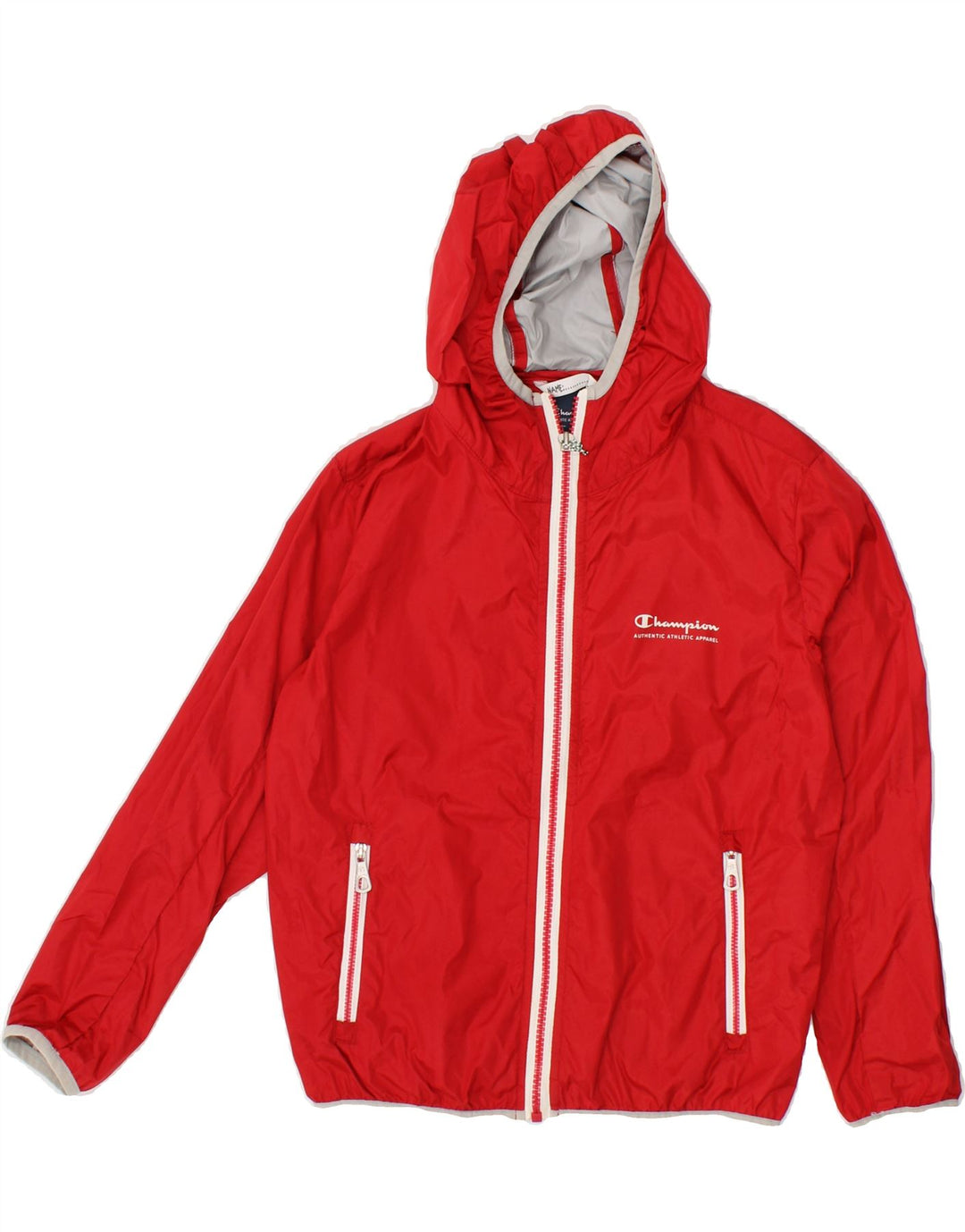 CHAMPION Boys Hooded Rain Jacket 7-8 Years Small Red Polyamide Vintage Champion and Second-Hand Champion from Messina Hembry 