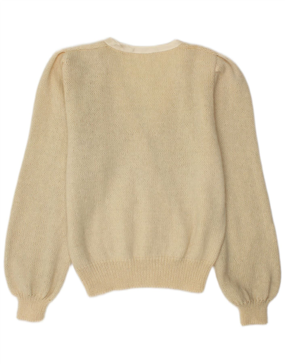 Vintage Damen V-Ausschnitt Pullover Pullover UK 14 Medium Beige