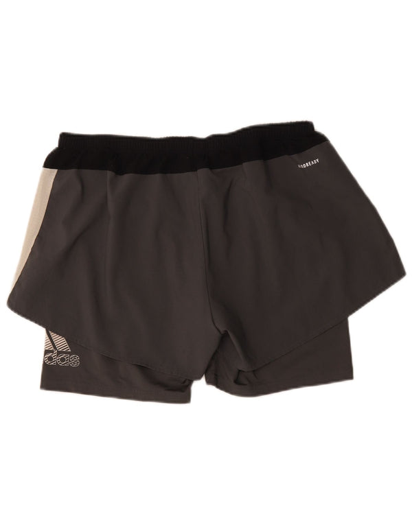Adidas Damen Aeroready Sport Shorts UK 16/18 Large Grau Colourblock
