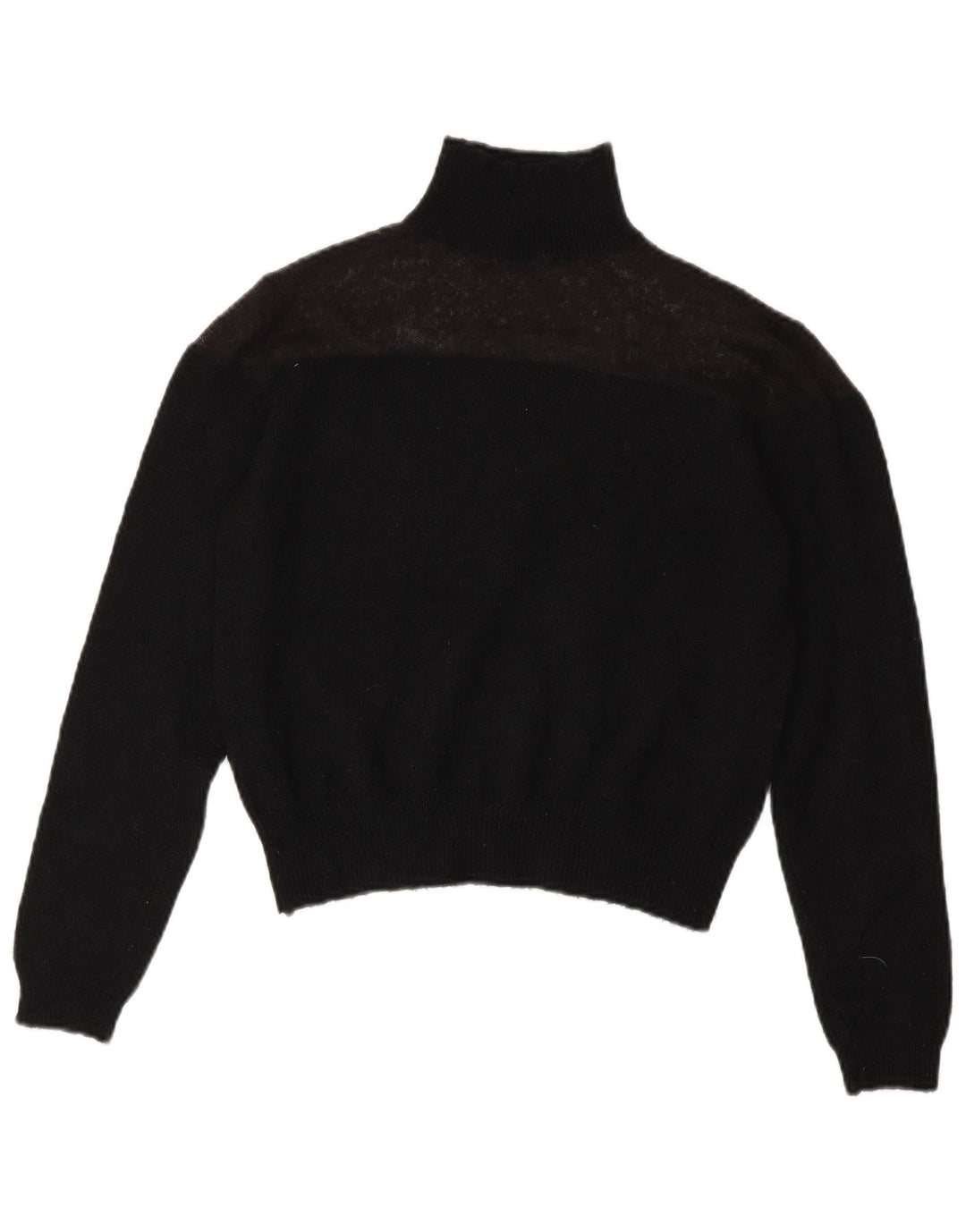 Zara Damen Crop Rollkragenpullover Pullover UK 10 Small Schwarz Polyester