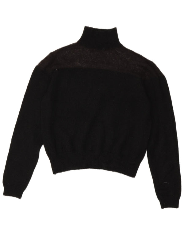 Zara Damen Crop Rollkragenpullover Pullover UK 10 Small Schwarz Polyester