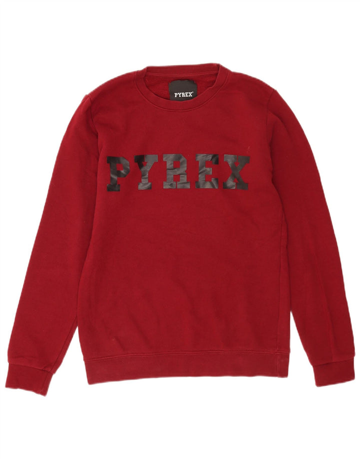 Pyrex Herren-Sweatshirt mit Grafik, Größe S, Burgunderrot, Baumwolle