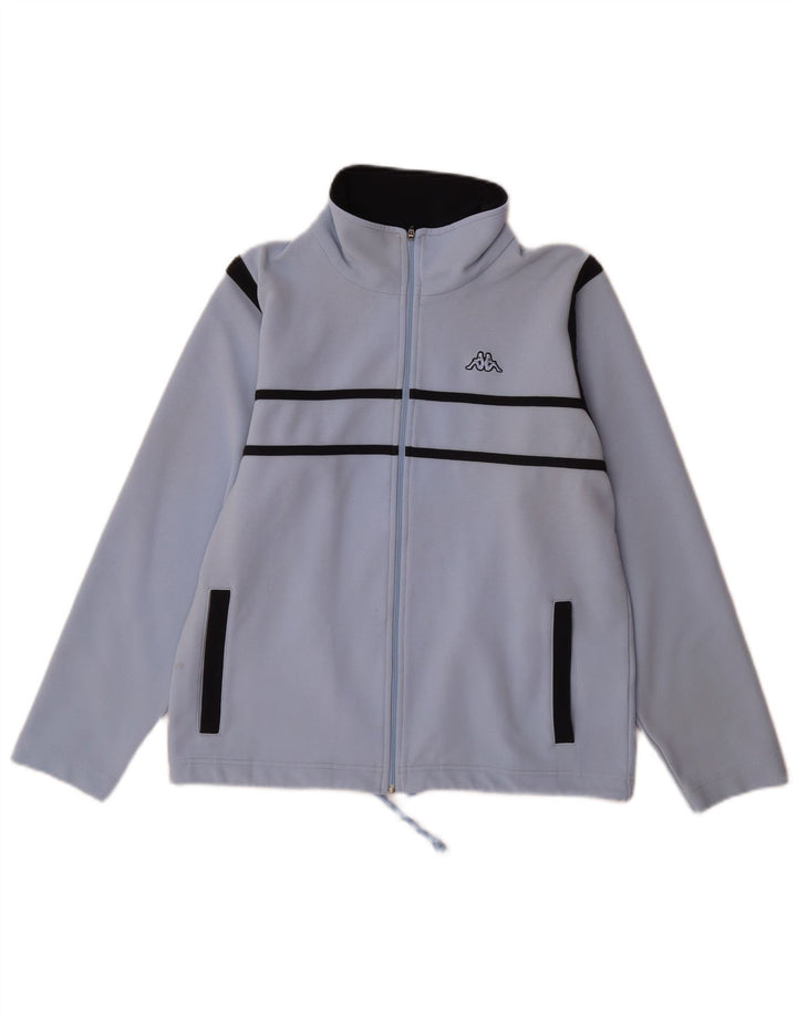 KAPPA Damen-Trainingsanzug-Oberteiljacke UK 14 Mittelblaues Colourblock-Polyester