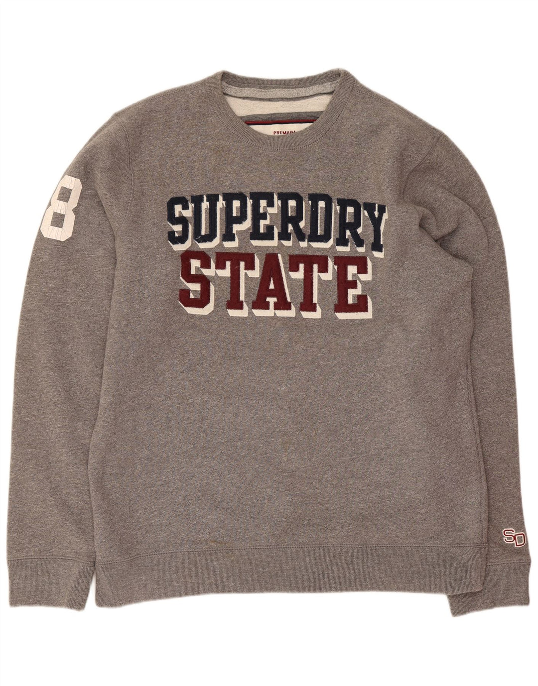 Superdry Herren Grafik-Sweatshirt-Pullover 2XL aus grau melierter Baumwolle