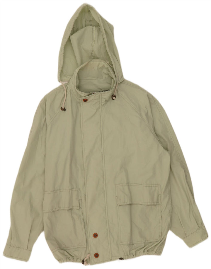 Vintage Herren Bomberjacke mit Kapuze UK 42 XL Grün Polyester