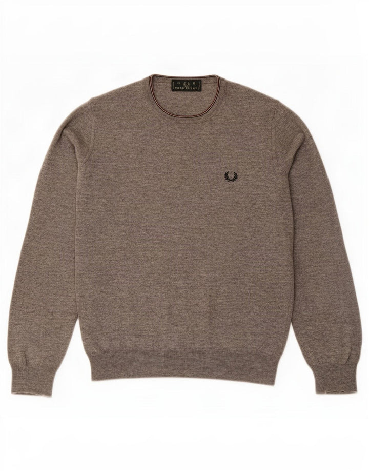 Fred Perry Herren-Pullover mit Rundhalsausschnitt, Mittelgrau meliert
