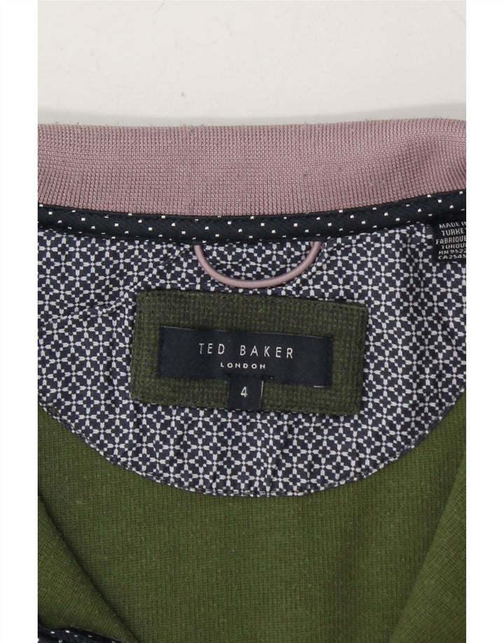 TED BAKER Womens Zip Neck Sweatshirt Jumper Size 4 Large Green Cotton Vintage Ted Baker and Second-Hand Ted Baker from Messina Hembry 